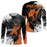 Anti-UV manches longues sweat motocross orange crâne, tenue piste avec prénom et numéro pour pilote