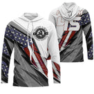 Sweat motocross blanc USA avec drapeau américain stylisé et prénom numéro 45 imprimés sur le dos