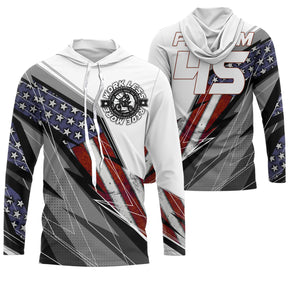Sweat motocross blanc USA avec drapeau américain stylisé et prénom numéro 45 imprimés sur le dos
