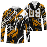 Maillot Cross Protection UV Jaune, Cadeau Personnalisé Pilote Moto Cross, Maillot De Course Jersey - CT20122227 - Anti-UV T-shirt Manches Longues à Capuche