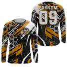 Anti-UV manches longues sweat motocross orange hexagonal, tenue piste avec prénom et numéro