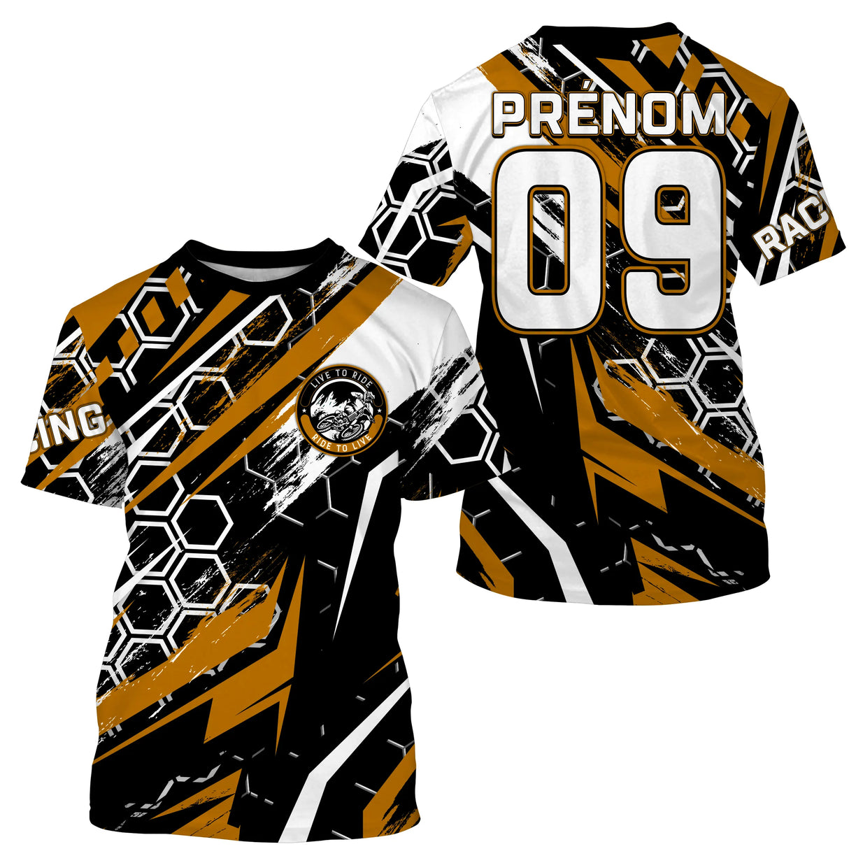 Maillot Cross Protection UV Jaune, Cadeau Personnalisé Pilote Moto Cross, Maillot De Course Jersey - CT20122227 - T-shirt all over col rond