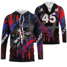 Sweat motocross violet rouge Extreme avec motard MX et lettrage Racing, prénom numéro 45 imprimés