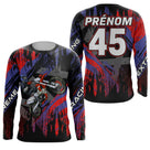Anti-UV manches longues sweat motocross violet rouge, tenue piste avec prénom et numéro pour pilote