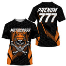 Anti-UV à capuche sweat motocross orange noir os croisés, design rock dirt bike personnalisé