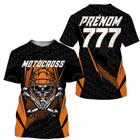 Maillot Cross Protection UV Orange, Cadeau Personnalisé Pilote Moto Cross, T-shirt Moto - CT20122230 - T-shirt all over col rond