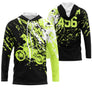 Sweat motocross noir vert lime fluo avec motard MX et lettrage Racing, prénom numéro 456 imprimés