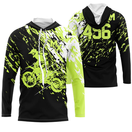 Maillot Cross Protection UV Vert, Cadeau Personnalisé Pilote Moto Cross, T-shirt MX Racing - CT20122231 - Anti-UV T-shirt manches longues à capuche