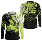 Anti-UV manches longues sweat motocross vert fluo MX, tenue piste avec prénom et numéro pour pilote