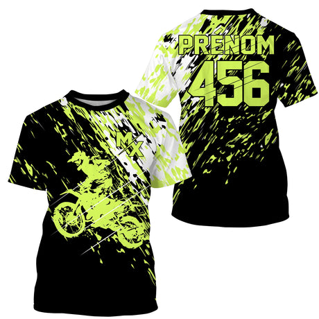 Maillot Cross Protection UV Vert, Cadeau Personnalisé Pilote Moto Cross, T-shirt MX Racing - CT20122231 - T-shirt col rond