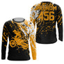 Anti-UV manches longues sweat motocross orange MX, tenue piste avec prénom et numéro pour pilote