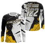 Anti-UV manches longues sweat motocross noir jaune Racing, tenue piste avec prénom et numéro