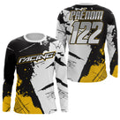 Anti-UV manches longues sweat motocross noir jaune Racing, tenue piste avec prénom et numéro