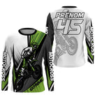 Anti-UV manches longues sweat motocross blanc vert Extreme, tenue piste avec prénom et numéro