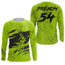 Anti-UV manches longues sweat motocross vert lime griffes, tenue piste avec prénom et numéro