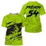 Anti-UV à capuche sweat motocross vert lime fluo, design dirt bike personnalisé pour pilote MX