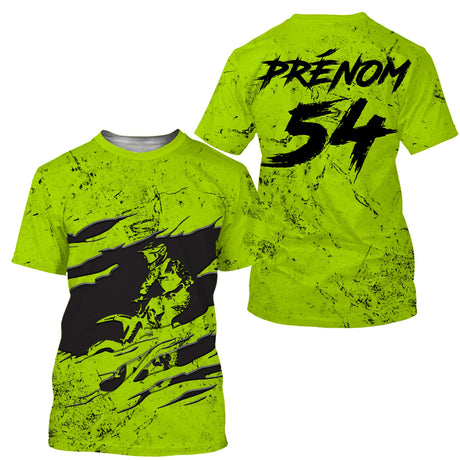 Maillot Cross Personnalisé Protection UV Vert, Cadeau Idéal Pilote MX, T-shirt Moto Passion - CT21122202 - T-shirt col Rond