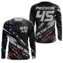Anti-UV manches longues sweat motocross USA Dirt Bike, tenue piste avec prénom et numéro pour pilote