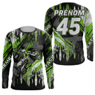 Anti-UV manches longues sweat motocross vert lime Extreme Racing, tenue piste avec prénom et numéro