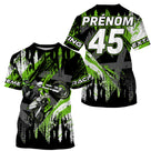 Anti-UV à capuche sweat motocross vert lime noir, design dirt bike Extreme personnalisé pilote