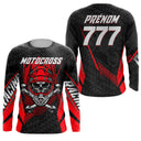 Anti-UV manches longues maillot motocross noir rouge Racing, design dirt bike extreme personnalisé