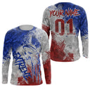 Anti-UV manches longues maillot motocross France Xtreme, design dirt bike patriote personnalisé