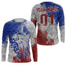 Anti-UV manches longues maillot motocross France Xtreme, design dirt bike patriote personnalisé