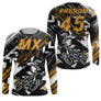 Anti-UV manches longues maillot motocross jaune noir MX, design dirt bike racing personnalisé