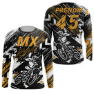 Anti-UV manches longues maillot motocross jaune noir MX, design dirt bike racing personnalisé
