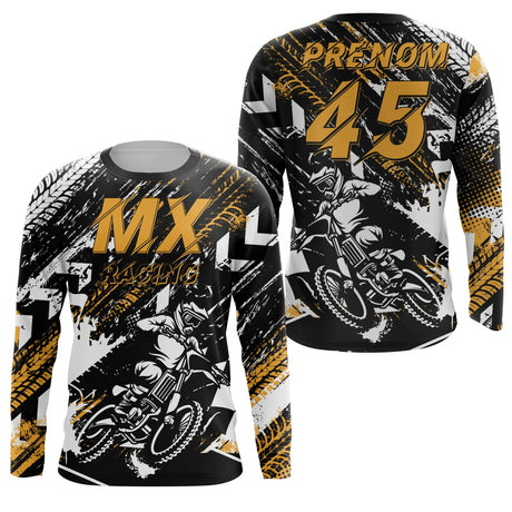 Maillot Cross Protection UV, Cadeau Personnalisé Pilote Moto Cross, Courses MX - 26122201MZ T-shirt Anti UV Manches Longues Unisexe