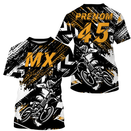 Maillot Cross Protection UV, Cadeau Personnalisé Pilote Moto Cross, Courses MX - 26122201MZ T-shirt All Over Col Rond Unisexe