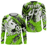 Anti-UV manches longues maillot motocross vert fluo MX, design dirt bike racing personnalisé