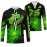 Maillot motocross vert acide noir avec crâne radioactif et lettrage Extreme, prénom et numéro 75 imprimés