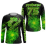 Anti-UV manches longues maillot motocross vert noir Extreme, design dirt bike intense personnalisé