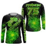 Maillot Cross Protection UV Vert Et Noir, Cadeau Personnalisé Pilote Moto Cross, Courses MX - 26122204MZ T-shirt Anti UV Manches Longues Unisexe