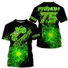 Anti-UV à capuche maillot motocross vert acide, motif éclairs Extreme et numéro de course personnalisé
