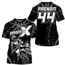 Anti-UV à capuche maillot motocross noir blanc, motif hexagonal MotoX Racing et numéro de course personnalisé