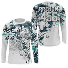 Anti-UV manches longues maillot motocross blanc vert eau, design dirt bike épuré personnalisé
