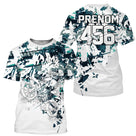 Anti-UV à capuche maillot motocross blanc vert, motif graphique et numéro de course personnalisé