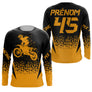 Anti-UV manches longues maillot motocross jaune noir MX, design dirt bike racing personnalisé
