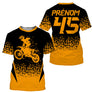 Anti-UV à capuche maillot motocross jaune noir, motif silhouette MX Racing et numéro personnalisé