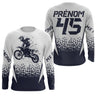 Maillot Cross Dirt Bike Personnalisé Blanc Et Noir, Cadeau Original Pilote Tout-Terrain - MZ28122206 - Anti-UV Tshirt Manches Longues