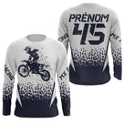Anti-UV manches longues maillot motocross bleu marine blanc MX, design dirt bike racing personnalisé
