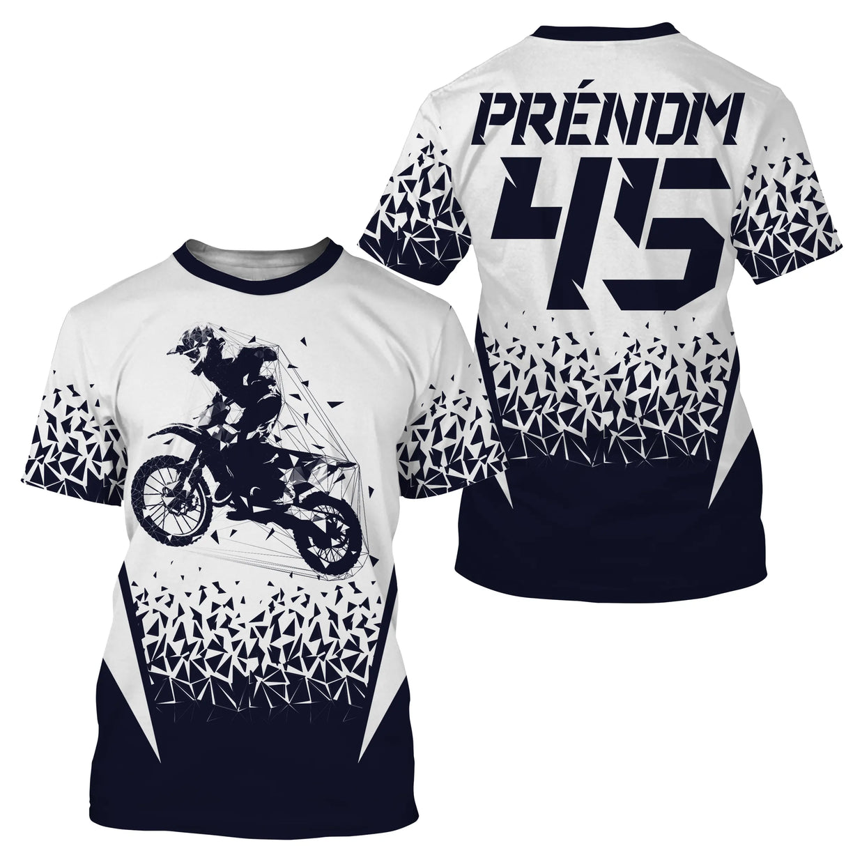 Maillot Cross Dirt Bike Personnalisé Blanc Et Noir, Cadeau Original Pilote Tout-Terrain - MZ28122206 - T-shirt Col Rond Unisexe