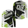 Anti-UV manches longues maillot motocross vert fluo Rider, design dirt bike fluo personnalisé