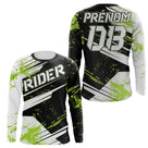 Anti-UV manches longues maillot motocross vert fluo Rider, design dirt bike fluo personnalisé