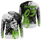 Anti-UV manches longues maillot motocross vert fluo blanc, design dirt bike fluo personnalisé