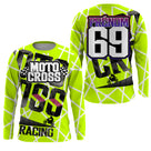 Anti-UV manches longues maillot motocross vert fluo Racing, design dirt bike fluo personnalisé