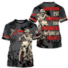 Anti-UV à capuche maillot motocross gris rouge, lettrage Xtreme Motocross et numéro de course personnalisé