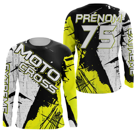 Maillot Cross Dirt Bike Personnalisé Jaune, Cadeau Pilote Moto Cross, Courses Tout-Terrain - MZ29122207 - Anti-UV T-shirt Manches Longues